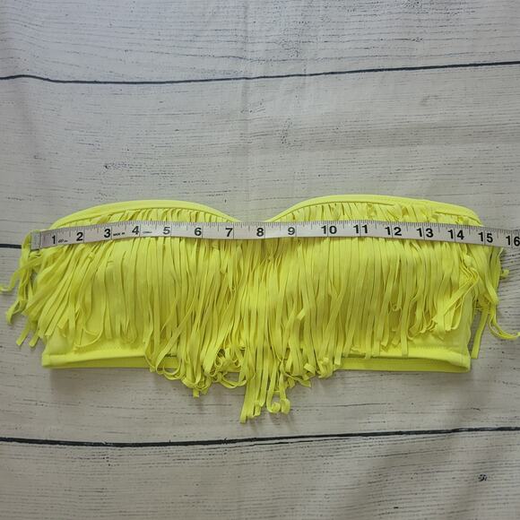 Victoria's Secret Size L Fringe Neon Yellow Bandeau Swim Top Beachwear Summer - Picture 6 of 9